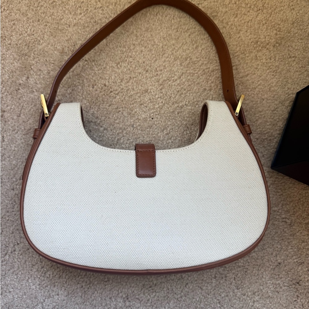 Saint Laurent Cream Canvas Shoulder Hobo with Brown Leather Trim Full Set - Picture 5 of 6